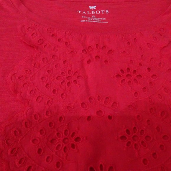 Talbots Red Eyelet Tank Top - Picture 4 of 5